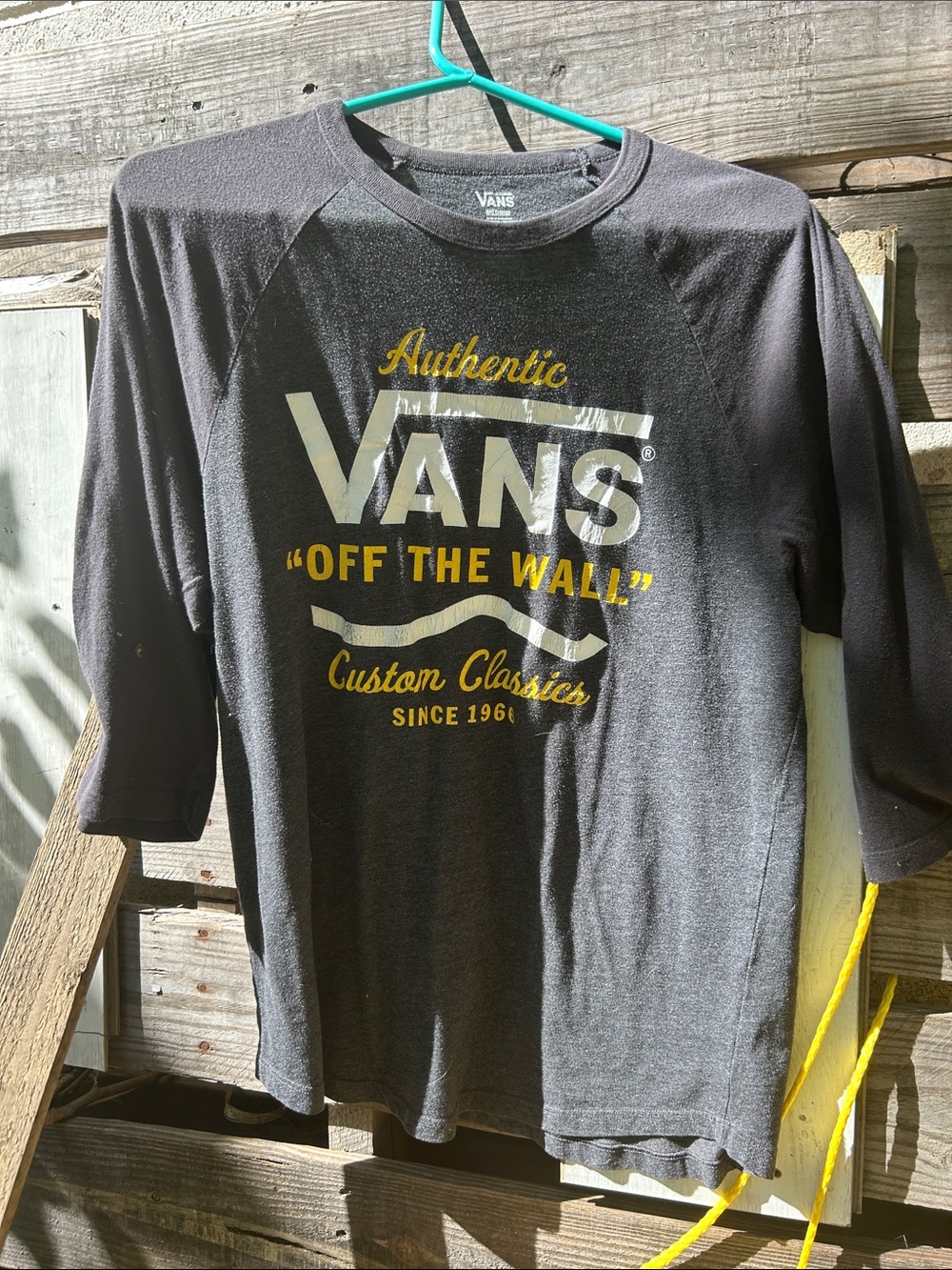 Vans Black Long Sleeve Raglan Tee with Yellow Graphic